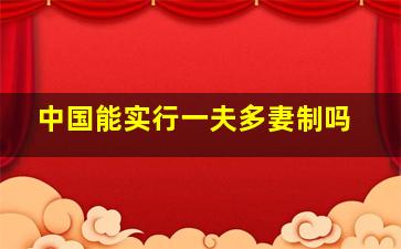 中国能实行一夫多妻制吗