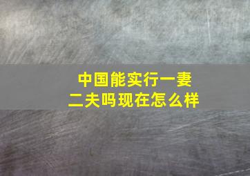 中国能实行一妻二夫吗现在怎么样