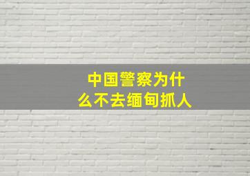 中国警察为什么不去缅甸抓人