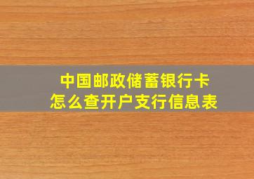 中国邮政储蓄银行卡怎么查开户支行信息表