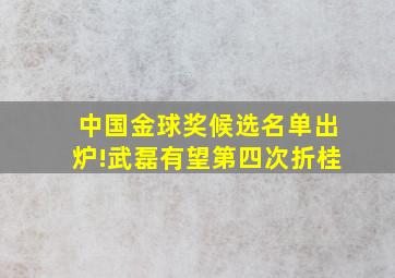 中国金球奖候选名单出炉!武磊有望第四次折桂