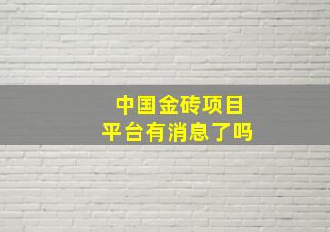 中国金砖项目平台有消息了吗