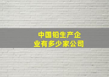 中国铅生产企业有多少家公司