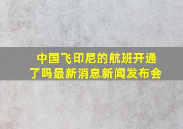 中国飞印尼的航班开通了吗最新消息新闻发布会