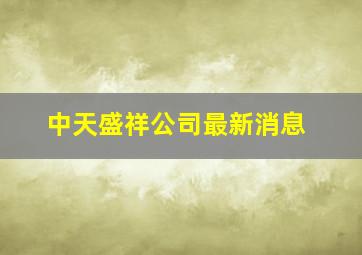 中天盛祥公司最新消息