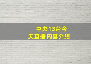 中央13台今天直播内容介绍