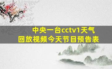 中央一台cctv1天气回放视频今天节目预告表