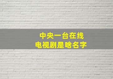 中央一台在线电视剧是啥名字