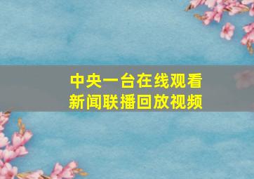 中央一台在线观看新闻联播回放视频