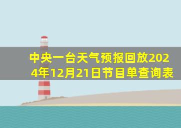 中央一台天气预报回放2024年12月21日节目单查询表