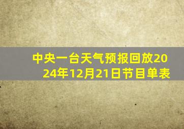 中央一台天气预报回放2024年12月21日节目单表