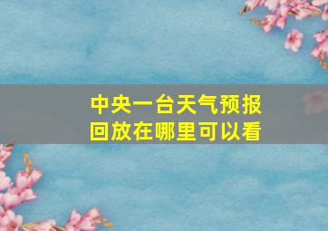 中央一台天气预报回放在哪里可以看