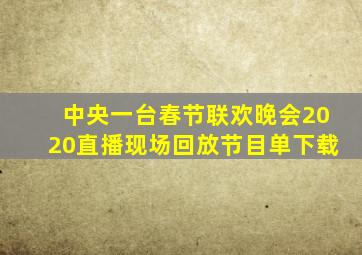 中央一台春节联欢晚会2020直播现场回放节目单下载