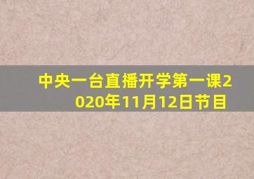 中央一台直播开学第一课2020年11月12日节目