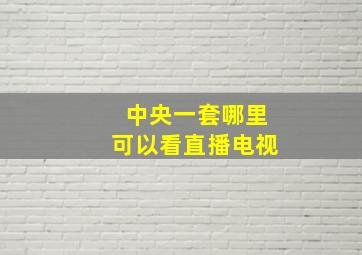 中央一套哪里可以看直播电视