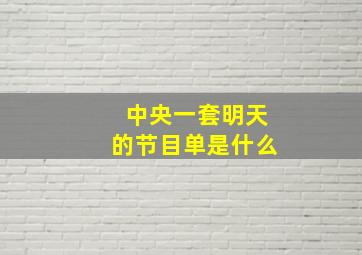 中央一套明天的节目单是什么