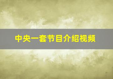 中央一套节目介绍视频