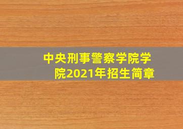 中央刑事警察学院学院2021年招生简章