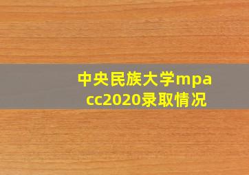 中央民族大学mpacc2020录取情况