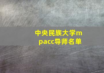 中央民族大学mpacc导师名单