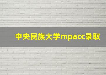 中央民族大学mpacc录取