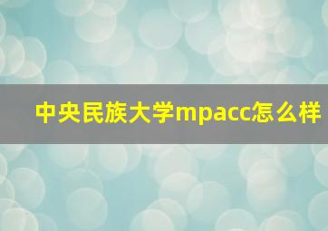 中央民族大学mpacc怎么样