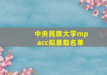 中央民族大学mpacc拟录取名单