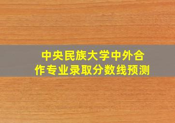 中央民族大学中外合作专业录取分数线预测