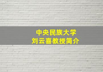 中央民族大学刘云喜教授简介