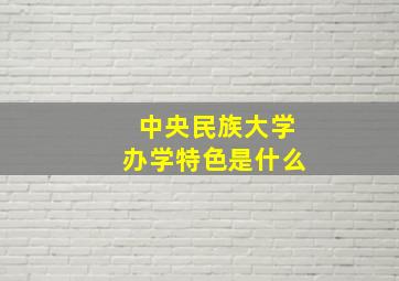 中央民族大学办学特色是什么