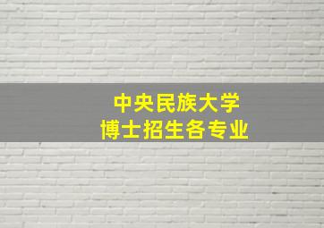 中央民族大学博士招生各专业