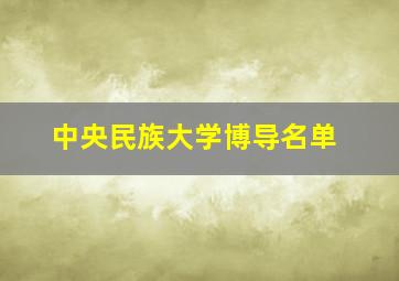 中央民族大学博导名单