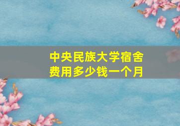 中央民族大学宿舍费用多少钱一个月