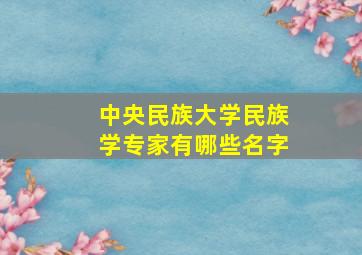 中央民族大学民族学专家有哪些名字