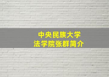 中央民族大学法学院张群简介