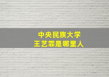 中央民族大学王艺霏是哪里人