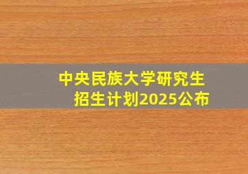 中央民族大学研究生招生计划2025公布