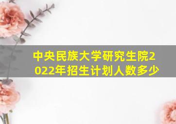 中央民族大学研究生院2022年招生计划人数多少