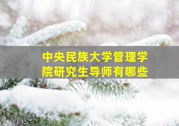 中央民族大学管理学院研究生导师有哪些