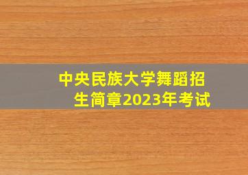 中央民族大学舞蹈招生简章2023年考试