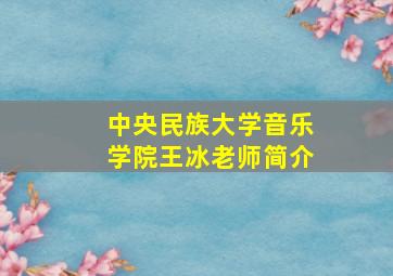 中央民族大学音乐学院王冰老师简介