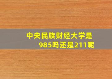 中央民族财经大学是985吗还是211呢