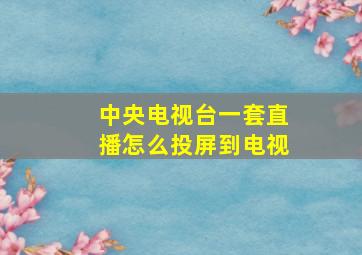 中央电视台一套直播怎么投屏到电视