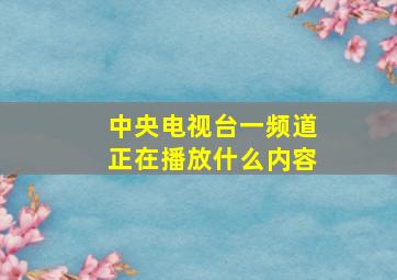 中央电视台一频道正在播放什么内容