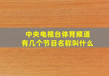 中央电视台体育频道有几个节目名称叫什么