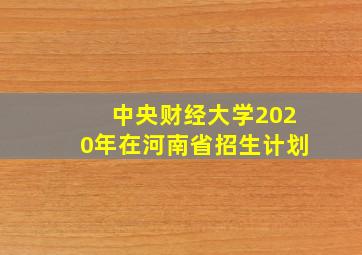 中央财经大学2020年在河南省招生计划