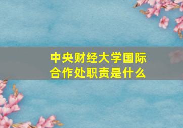 中央财经大学国际合作处职责是什么