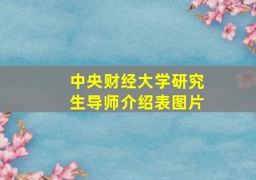 中央财经大学研究生导师介绍表图片