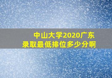 中山大学2020广东录取最低排位多少分啊