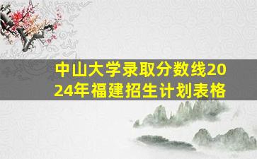 中山大学录取分数线2024年福建招生计划表格